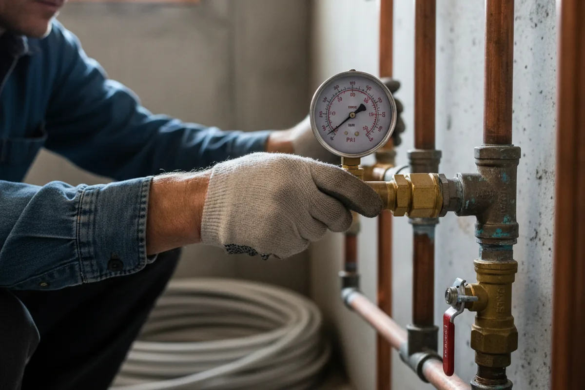 Pressure testing a repaired line during Water Line Repair in Elliott